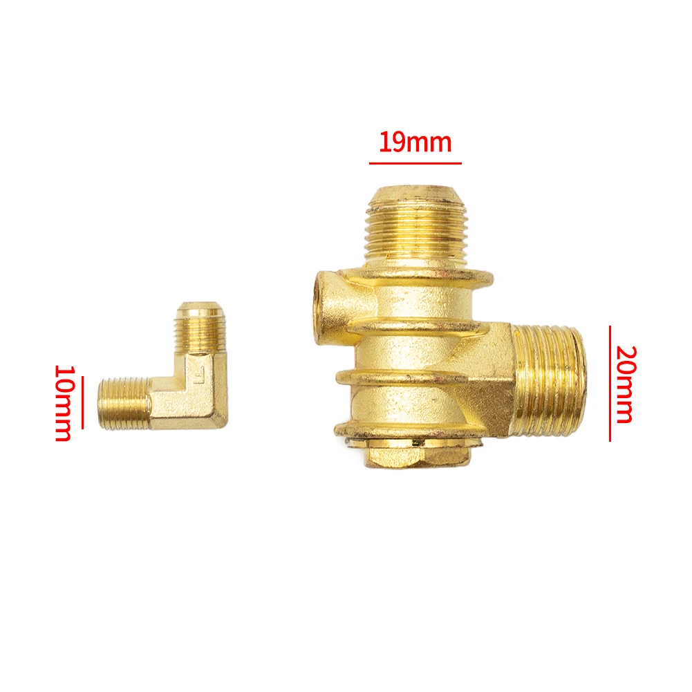 3 Port Check Valve Brass Hose Fitting Male-Threaded Workshop Replacement Air Compressor Tools Connector Joint Adapter