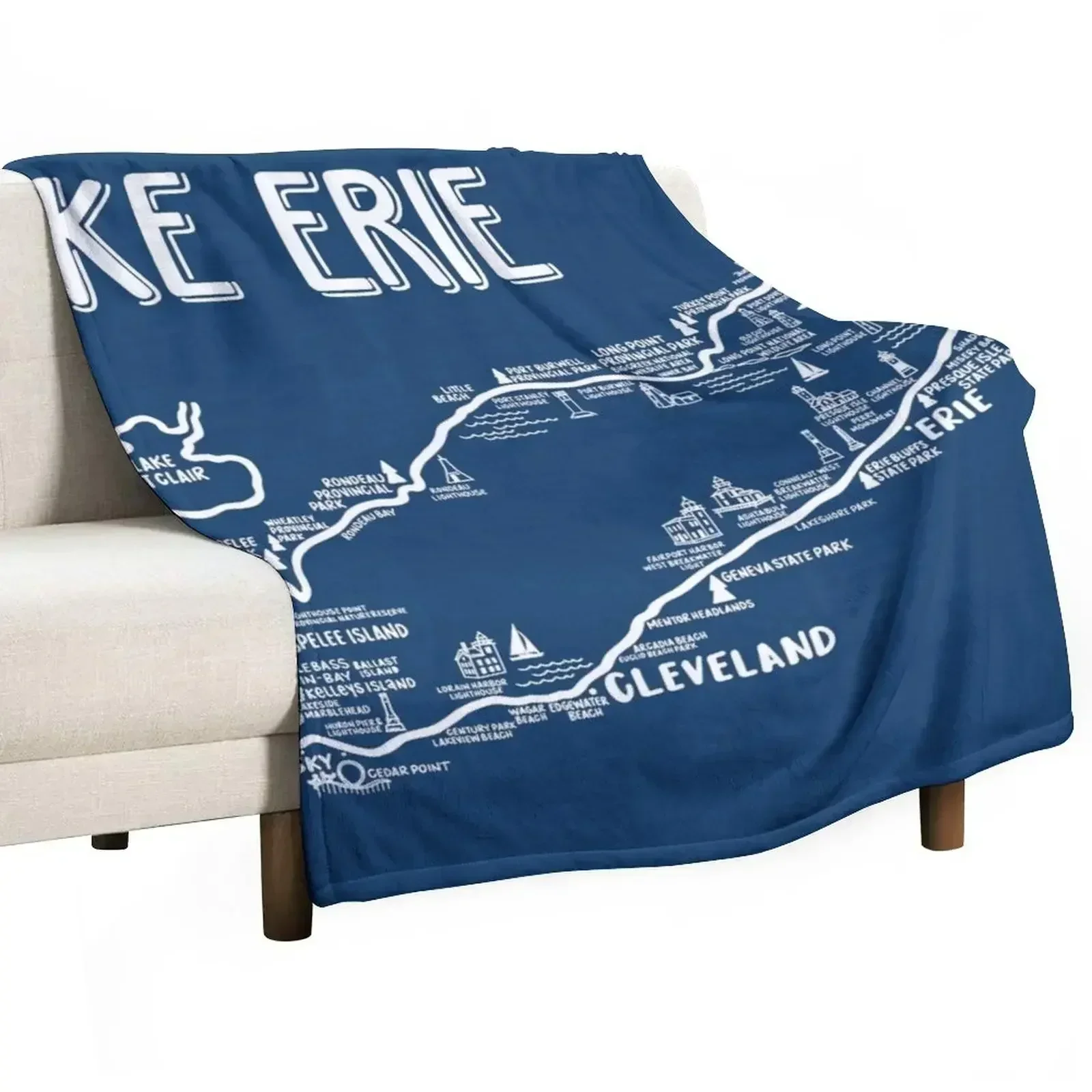 

Lake Erie Map Throw Blanket Beautifuls Blankets Sofas Of Decoration Picnic Blankets