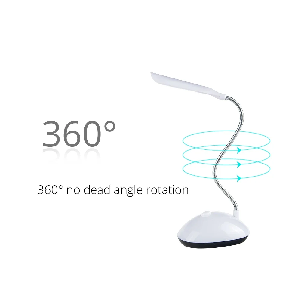 Mini  Book Light Eye Protection Reading Lamp 4LEDs Flexible Desk Lights Battery Powered  Studying Bedroom Lighting