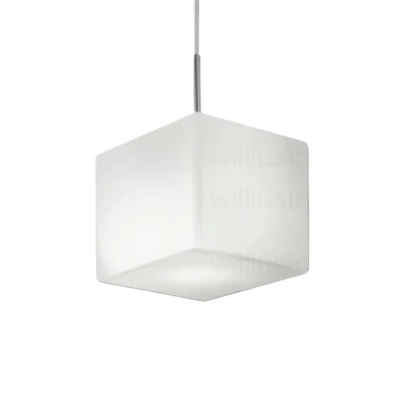 

Milk White Cubic Pendant Lamp Glass Cubi Ceiling Chandelier Dining Room Restaurant Hotel Office Suspension Hanging Lighting