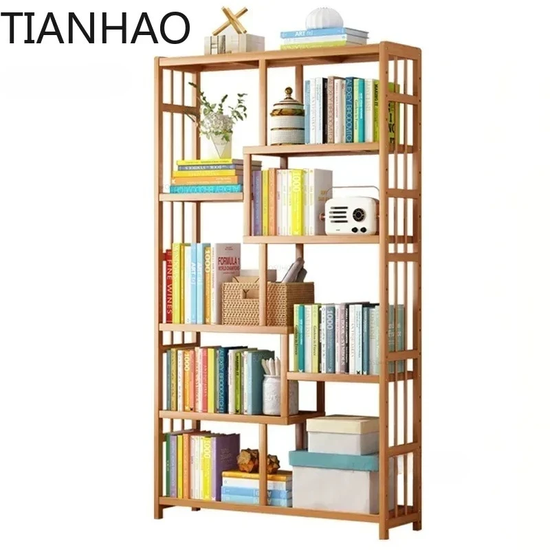 Multi-layer Storage Bookshelf Modern Living Room Furniture Bamboo Simple Bookcases Home Book Organizer Rack Desk Display Stand