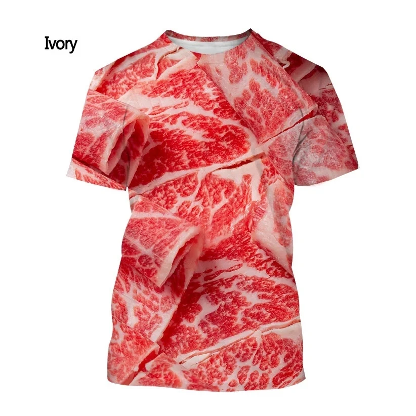 New Fashion Beef Pattern Men's Printed T-shirt Street Fashion Harajuku O-neck Short Sleeve Plus Size Comfortable Top