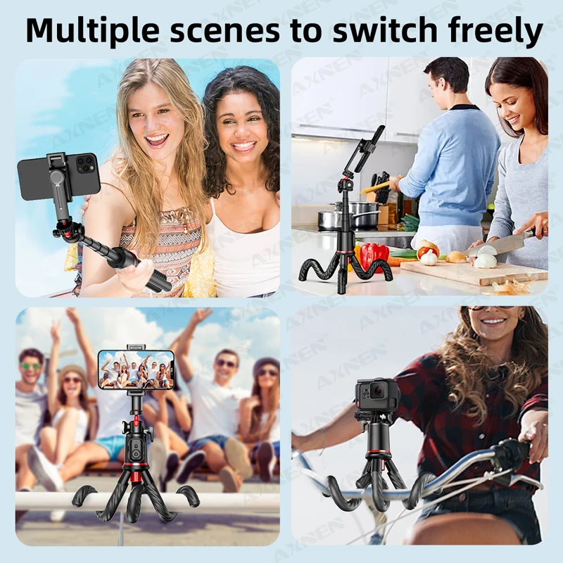 AXNEN C03 Flexible Tripod for Phone DSLR Camera Stand with Remote Control Octopus Legs for iPhone 13 14 Pro Max Samsung Holder