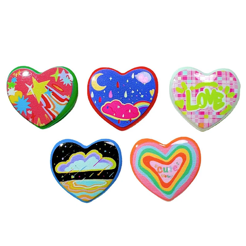 New 5Pcs/Set Resin Cute Crafts Love Heart Colorful Fridge Magnets Strong Magnetic Perfect for Photo Memo Message Fixed DIY Decor