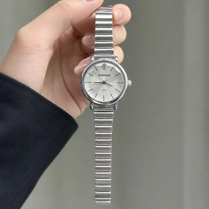 Elegant Women Quartz Wristwatch Luxury Round Multi-Faceted Crystal Dial Metal Bracelet Watch Fashion Female Dress Watch relogio