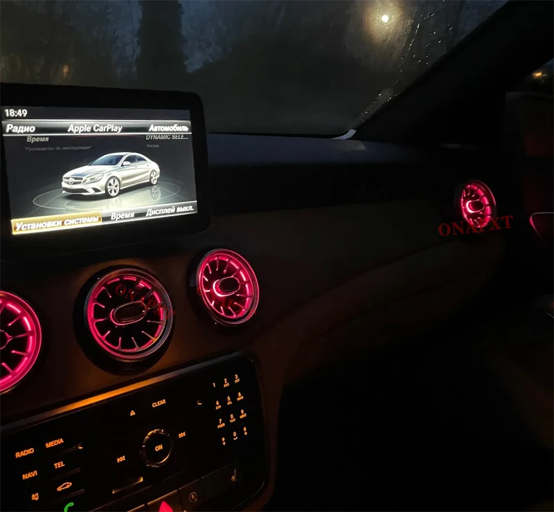 For Mercedes-Benz A CLA GLA W176 W117 W156 A45 CLA45 Ambient Light LED Bluetooth APP Air Vents Turbine Nozzle 12 Colors