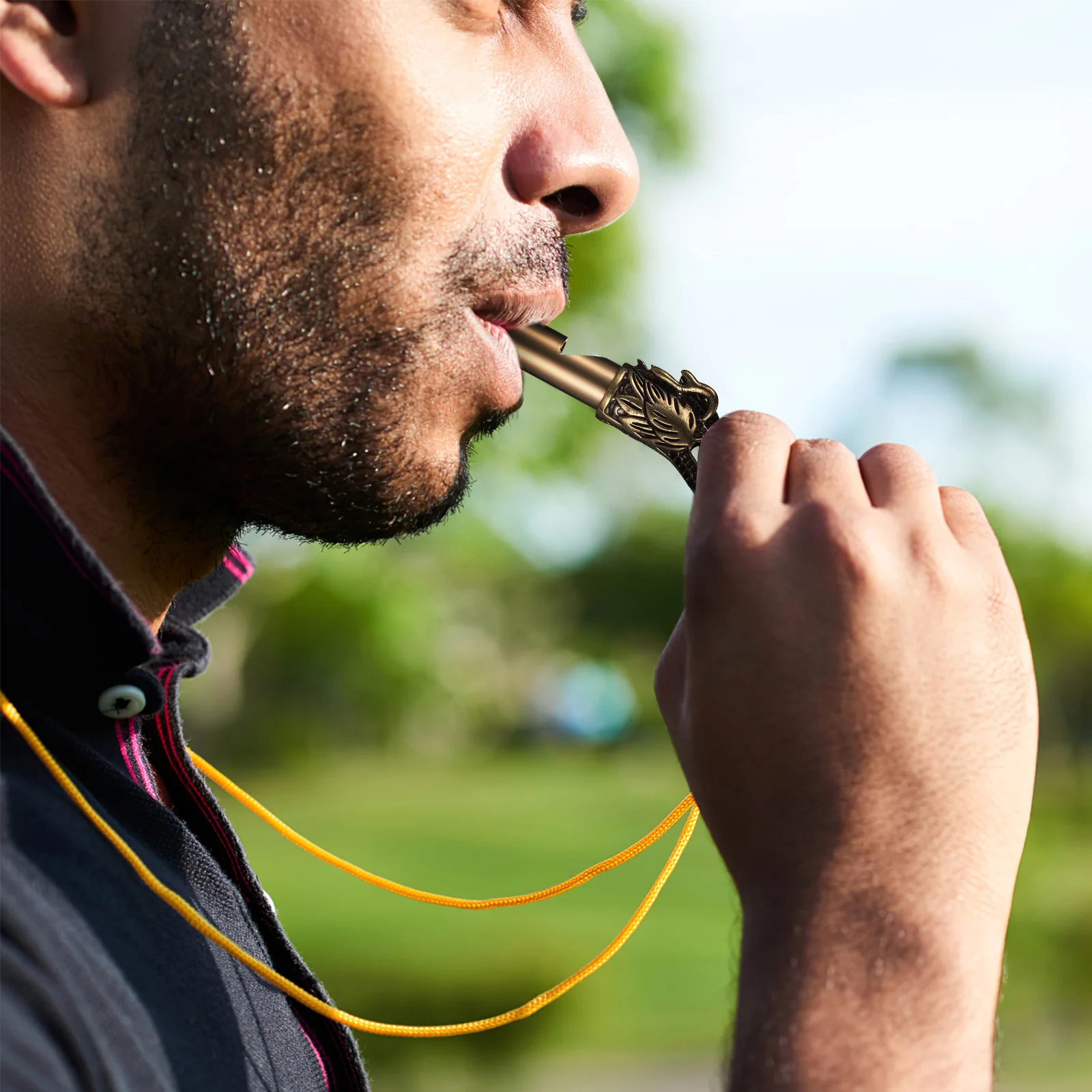 Silbatos de cabeza de dragón de latón, llavero Vintage chino multifuncional de supervivencia, silbato fuerte de emergencia para acampar al aire libre, 3 uds.