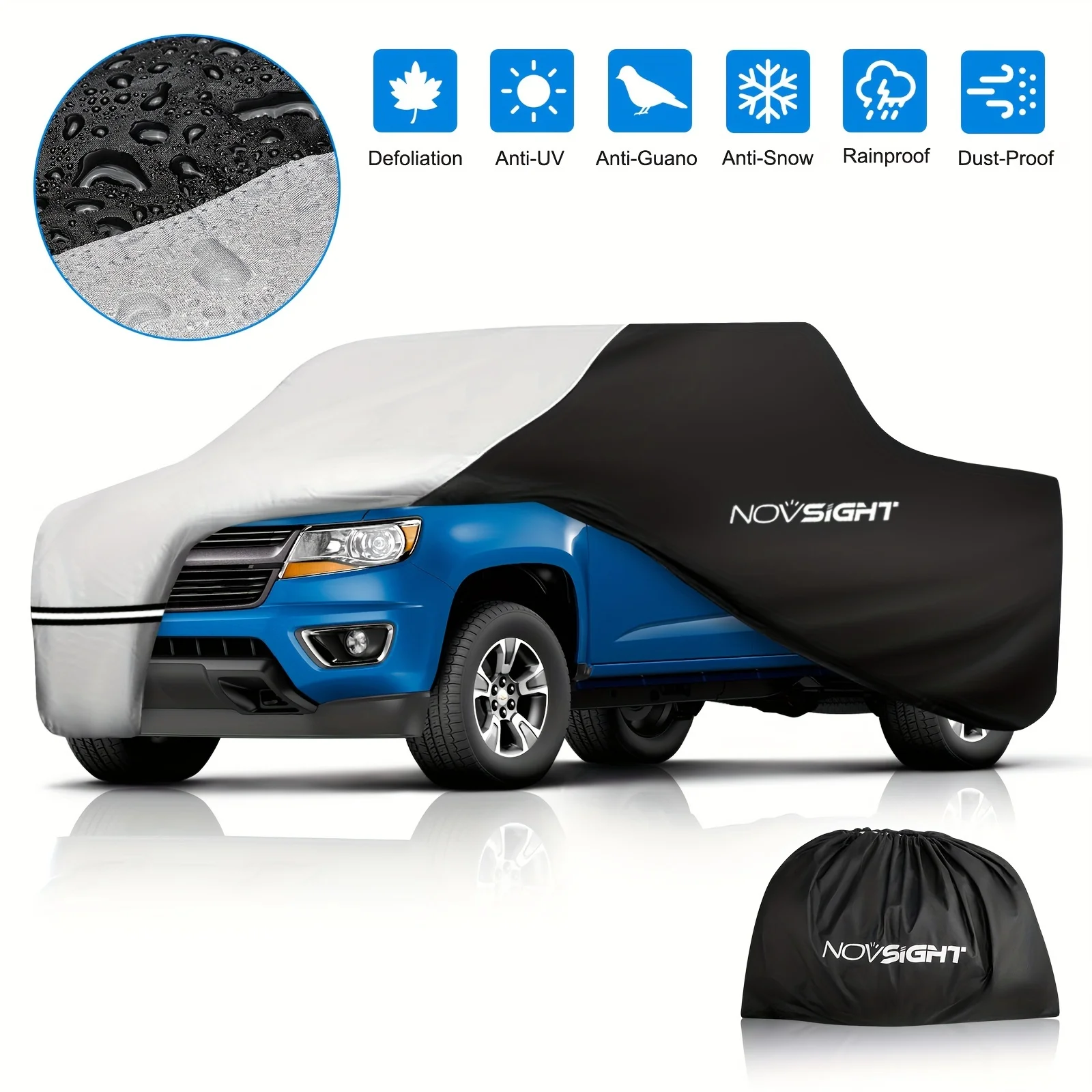 

NOVSIGHT Pickup Truck Cover Waterproof All Weather, Heavy Duty Outdoor Pickup Cover Sun Uv Rain Protection, Universal Fit up