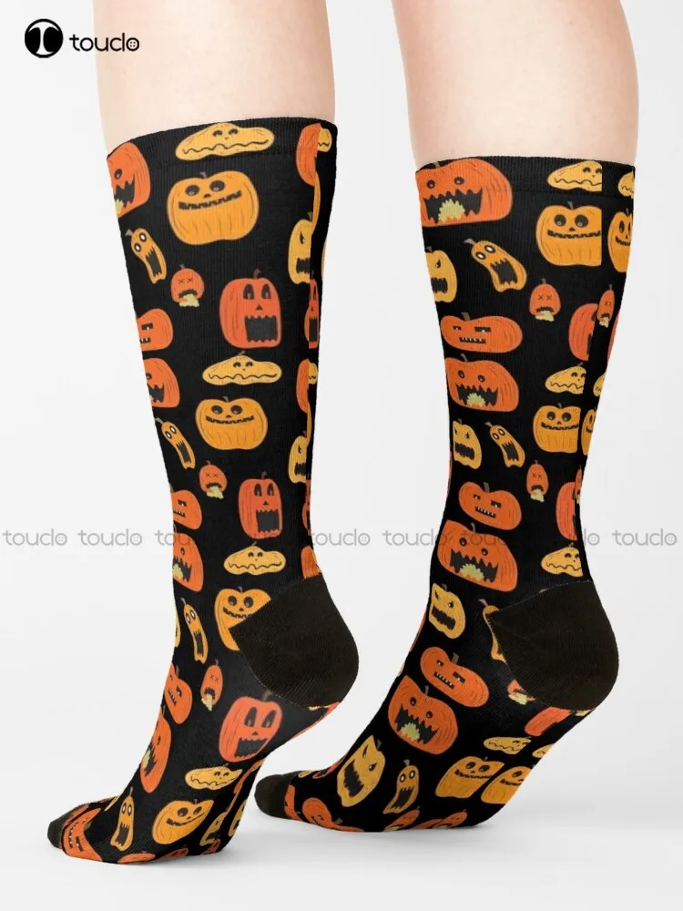 Family Of Halloween Pumpkins Socks Halloween Green Baseball Socks Street Skateboard Socks Christmas New Year Gift Unisex Adult