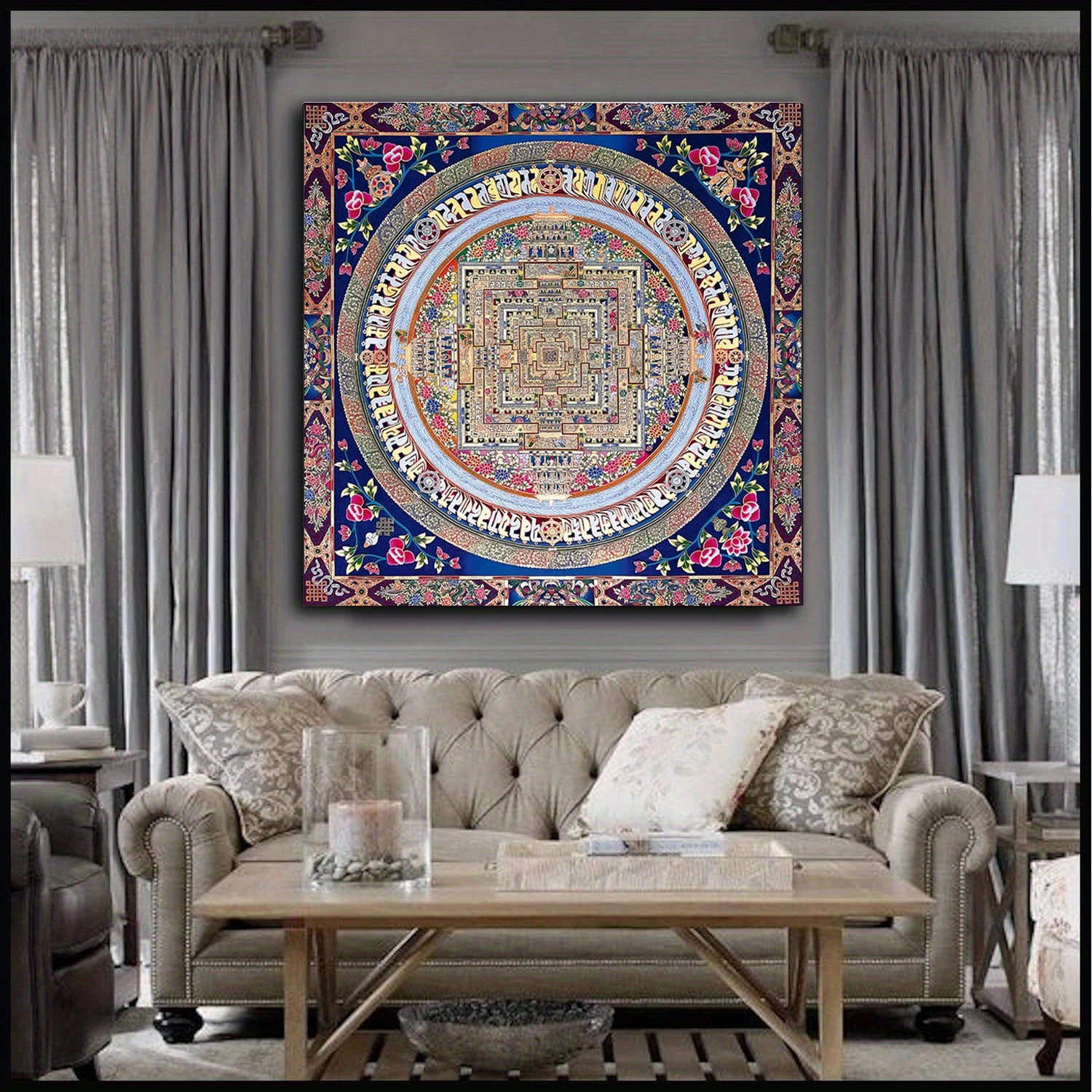 Indian Tibetan Buddhism Thangka Mandala Tibetan Buddhist Mural Temple Decoration Living Room Study Fameless Hanging Picture