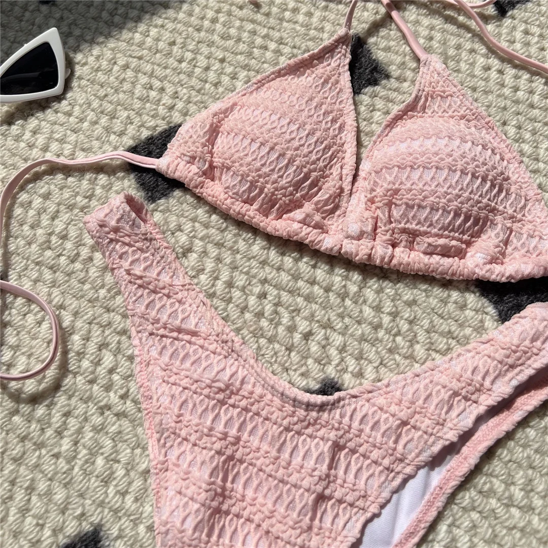 8 Farben, geraffter, halterloser, brasilianischer Bikini, Damen-Badebekleidung, zweiteiliger Bikini-Set, Badeanzug, Badebekleidung, Schwimmbekleidung V5470 – Detail 34