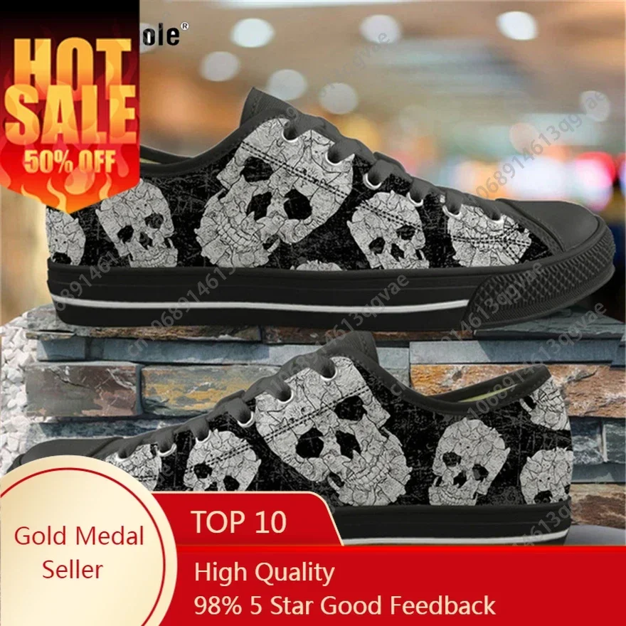 

3D Gothic Sugar Skull Printed Style Low Top High Quality Sneakers Mens Womens Teenager Canvas Sneaker Couple Shoes Custom Shoe