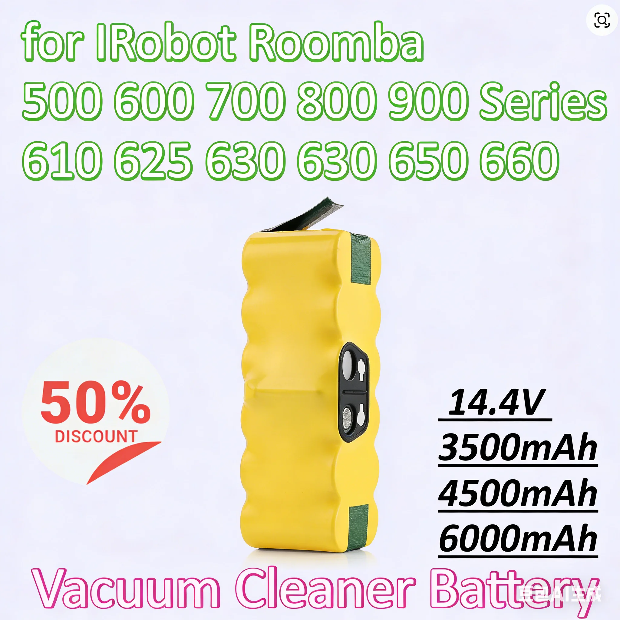 

14.4V 12.8Ah Vacuum Cleaner Battery for iRobot Roomba 500 600 700 800 900 980 895 890 770 780 790 650 630 530 570 580 batteries