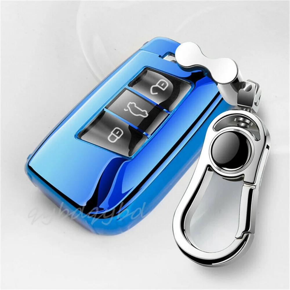 

Fit For VW Teramont 3 Button Soft TPU Smart Remote Start Car Key Fob Case Cover Shell Keychain Holder Bag Skin Accessories