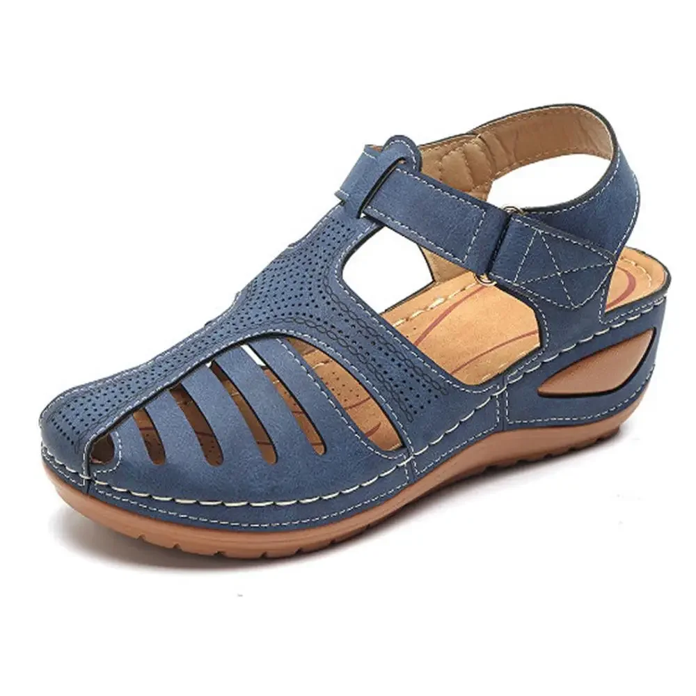 2023Fashion Summer Women Shoes Sandals Hollow Round Toe Shoes Wedge Summer Female Shoes Comfortable Beach Ladies Hook Loop Shoes