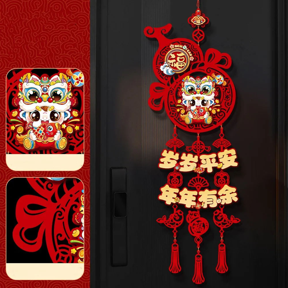 

2026 Horse Year Fortune Character Pendant Flocking 3D Traditional Fu Character Decorative Hanging Tassels Nonwovens