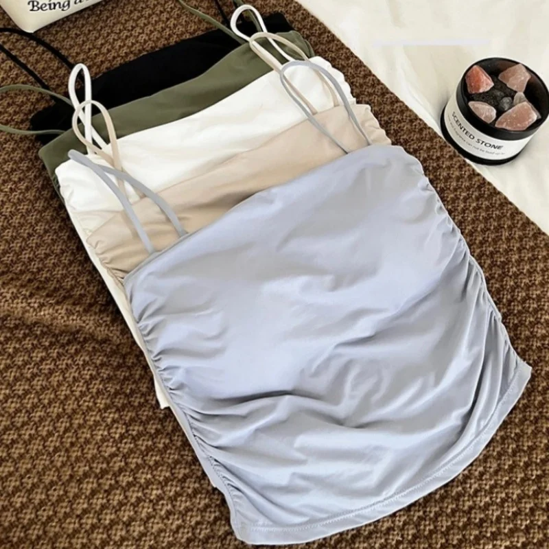 

Ice Silk Tops Women Tank Tops Seamless Underwear Non-wire Bra With Pads Sexy Lingerie Female Summer Camisole