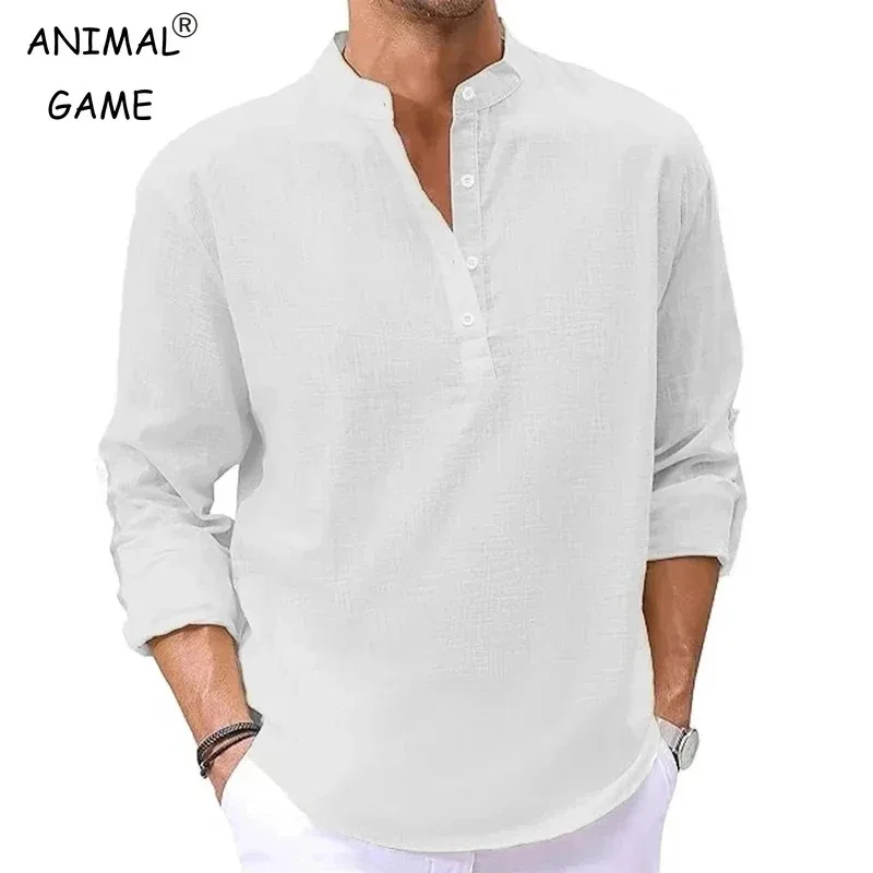 Animal Game Luxury Cotton Shirts for Men Casual Shirts Lightweight Long Henley Shirts Hawaiian Southern T Shirts for Man's Shirt