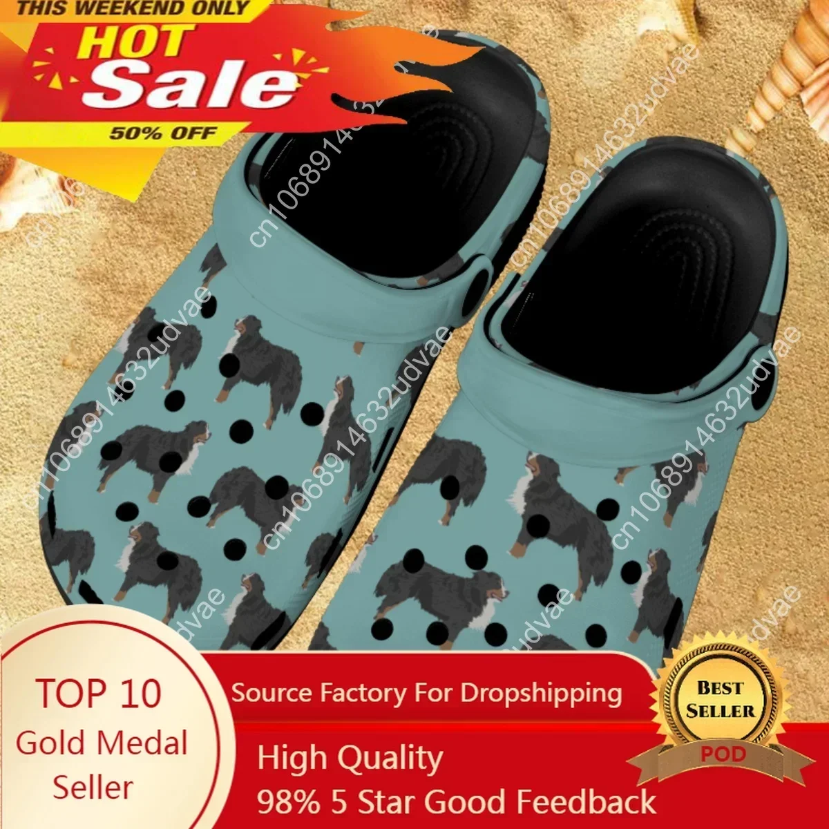 

Lovely Bernese Mountain Dog Design Summer Women's Sandals Flats Casual Garden Shoes Woman Home Bathroom Slides Girls Slippers