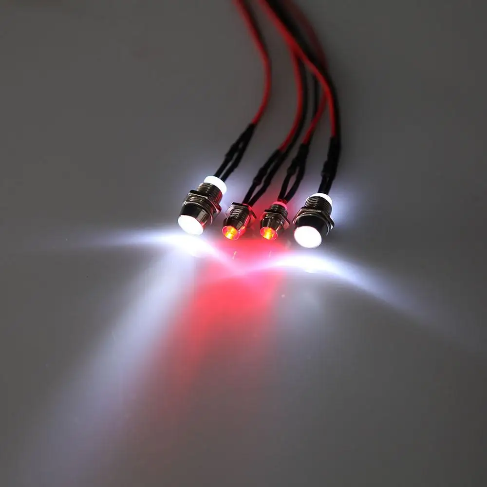 RC Car LED Light Kit Aluminum Four Piece Headlamps Set Bright White and Red for Model Buggy Truck Truggy Lighting