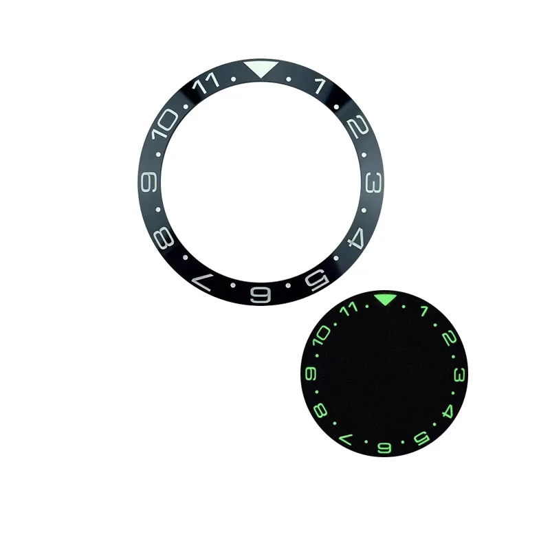 Mod Watch Accessories 38mm Black Ceramic Bezel Insert C3 Green BGW9 Blue Luminous 12H  Bezel Ring Fit for GMT SKX007 Watch