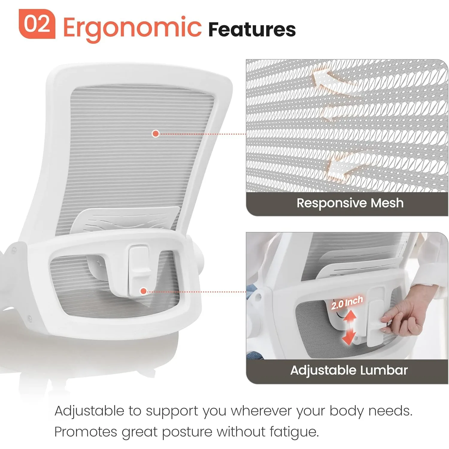 High Back Mesh Chair Adjustable Height and Ergonomic Design Home Office Computer Desk Chair