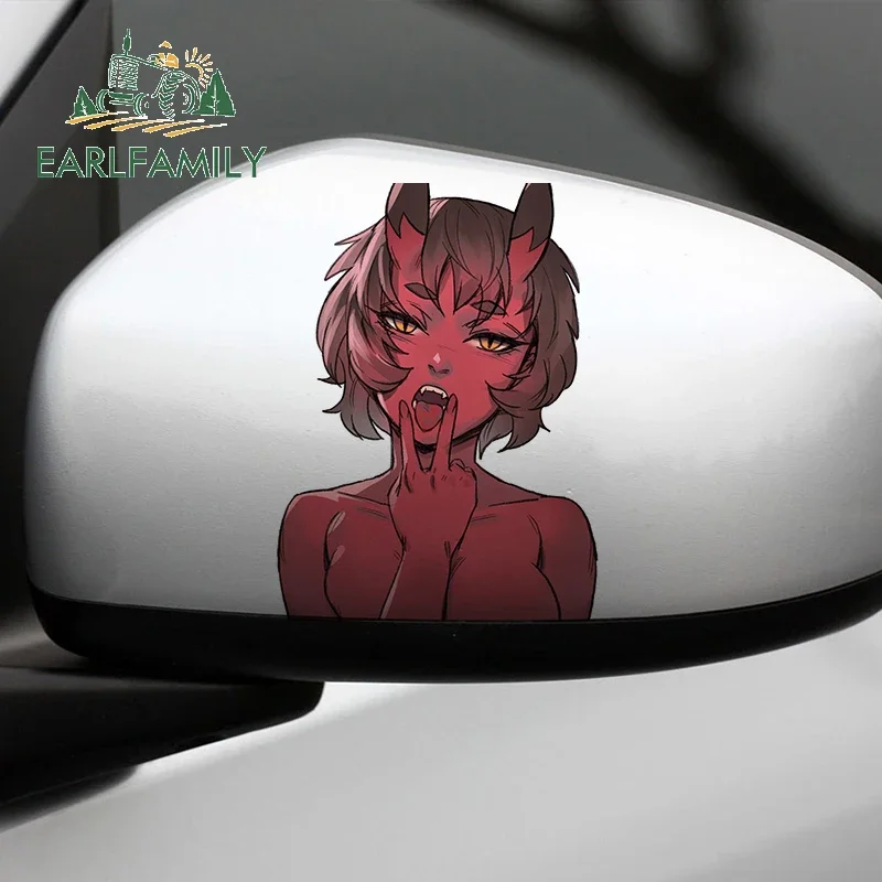 EARLFAMILY 13 سنتيمتر لفتاة الشيطان Ahegao الوجه ملصقات السيارات جذع محمول مائي دراجة نارية JTR RV انسداد خدش سيارة التصميم