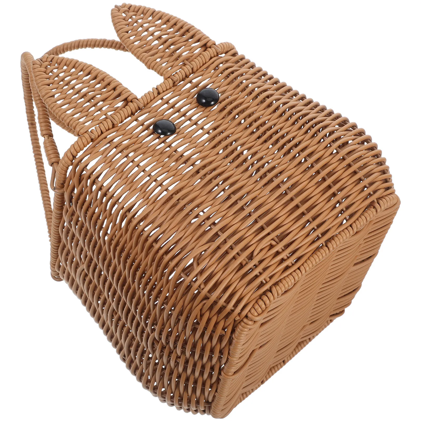 

Пасхальная корзина в виде кролика, имитация ротангового плетения, для хранения конфет, большая вместимость, ручная корзина, свадебный подарок, реквизит для фотосессий, праздничный декор