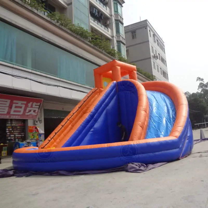 Tobogán inflable de PVC para niños, Castillo largo con obstáculos para exteriores