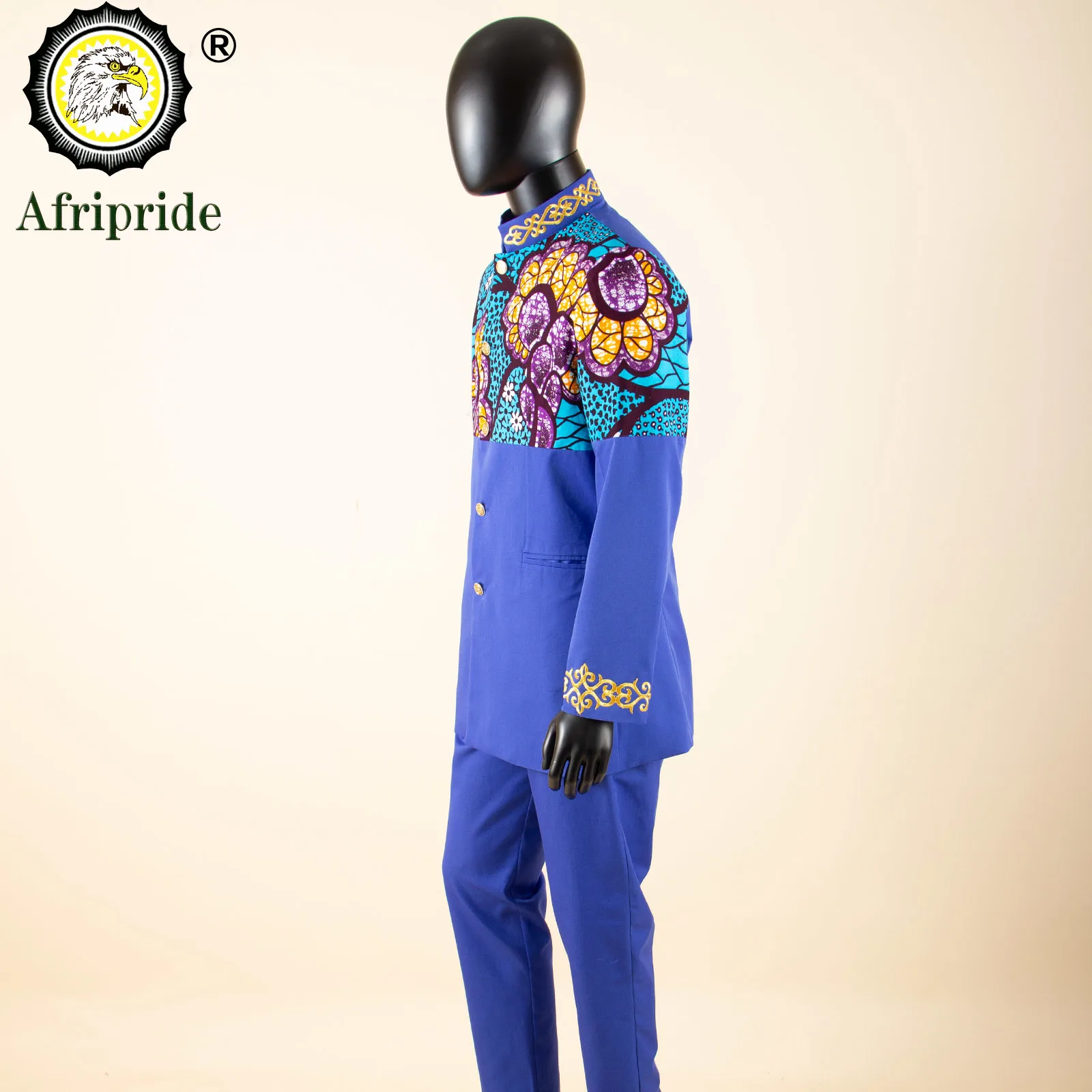 African Clothes for Men Slim Fit Embroidery Single Breasted Full Sleeve Printed Blazer and Pants Set Formal Outfits 2416078