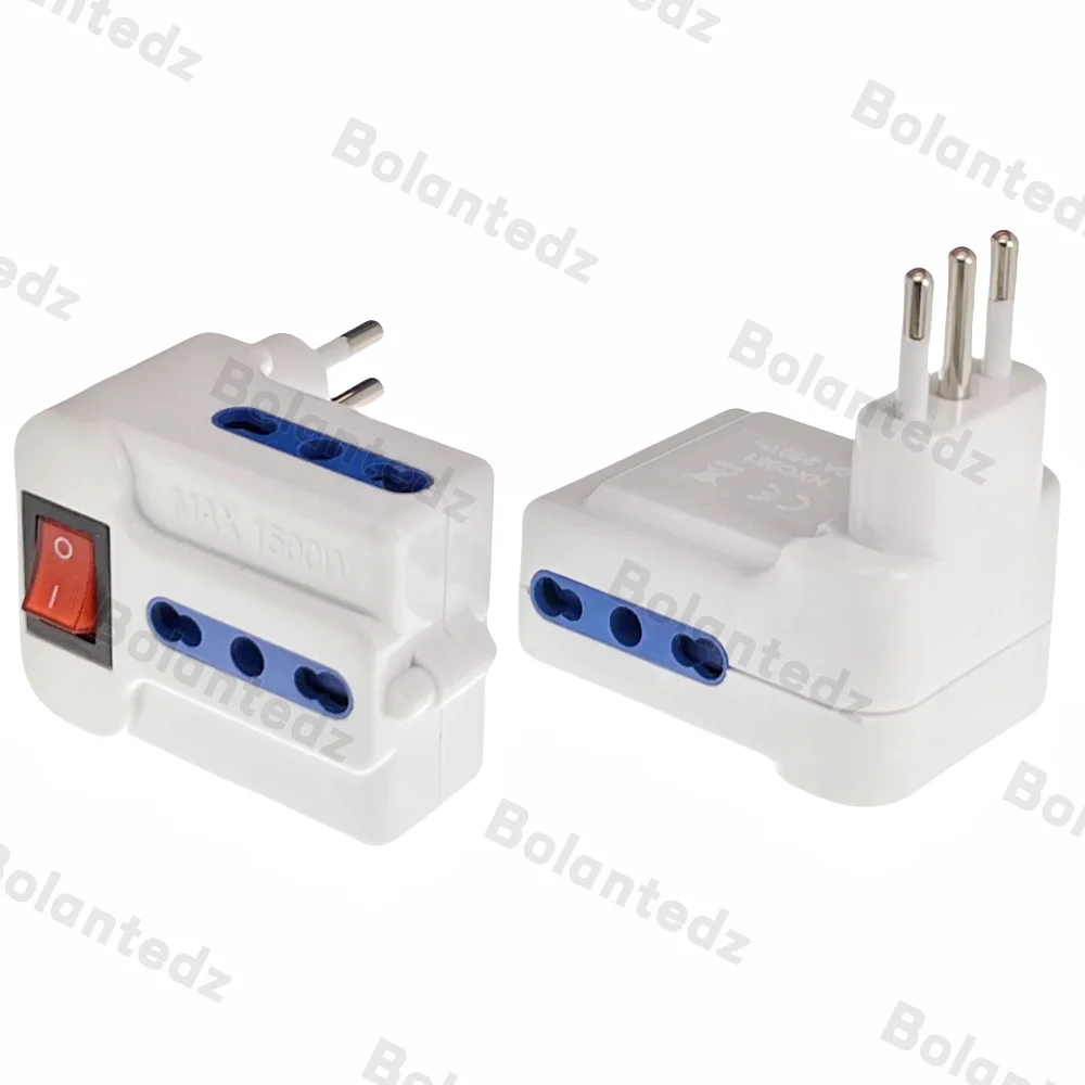 Bolantedz1pcs Italy Travel Plug With Switch 3 in 1 Extension Socket IT Plug Power Adaptor Power Converter AC Outlet