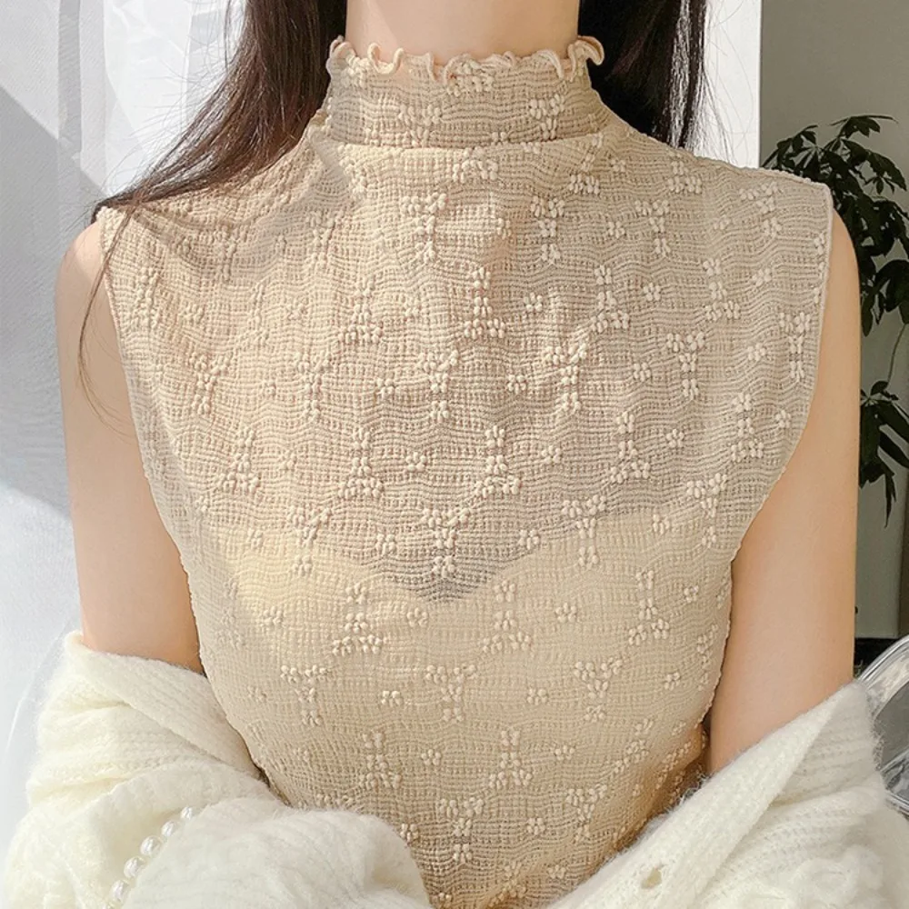 Fashion Tender Lace Tanks Casual French Style Half High Collar Detachable Slim Girlish All-match False Collar Women