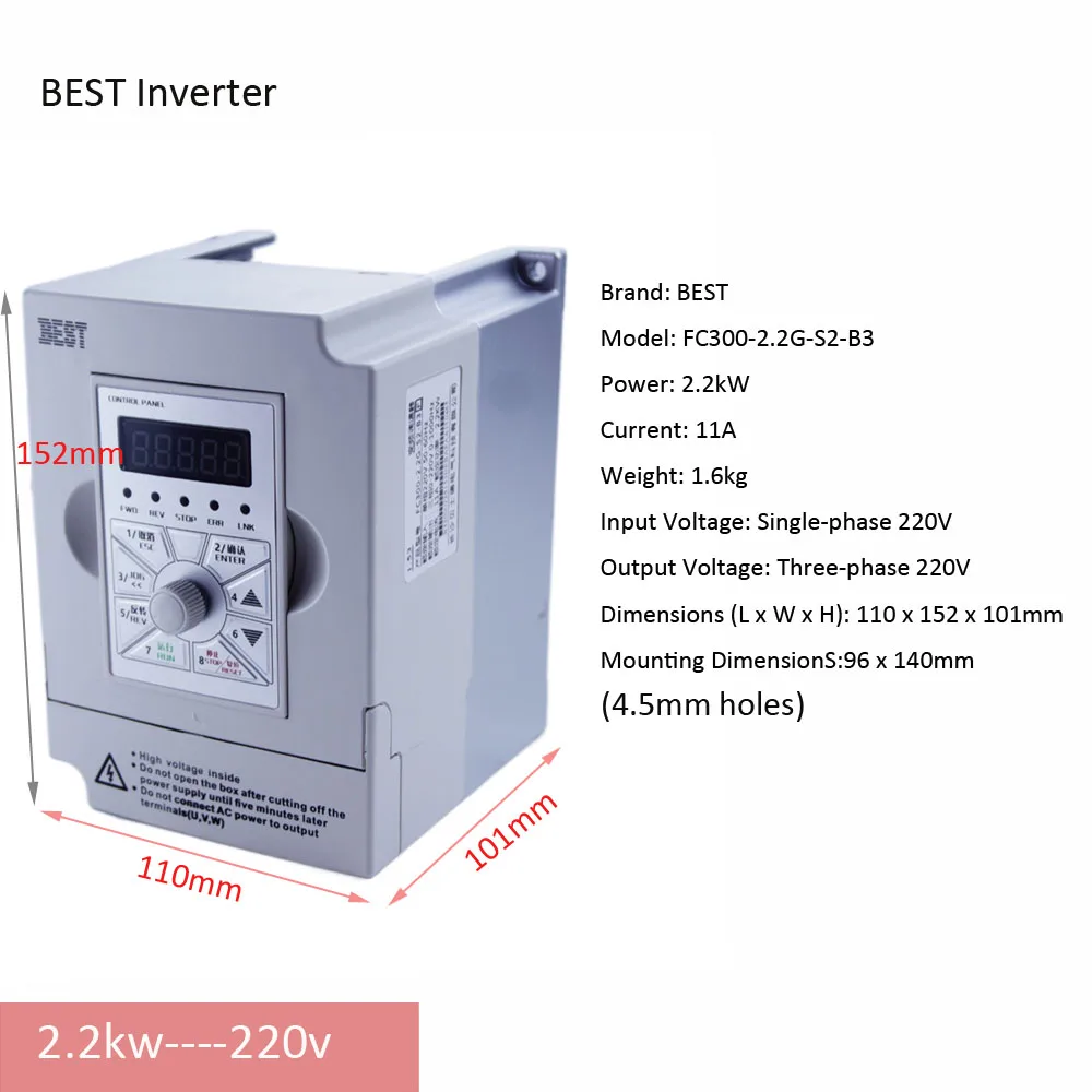 

FC300-2.2G-T4-B3 2.2kw Inverter 220v/380v VFD Variable Frequency Drive Speed Control 0-1000Hz Frequency Converter