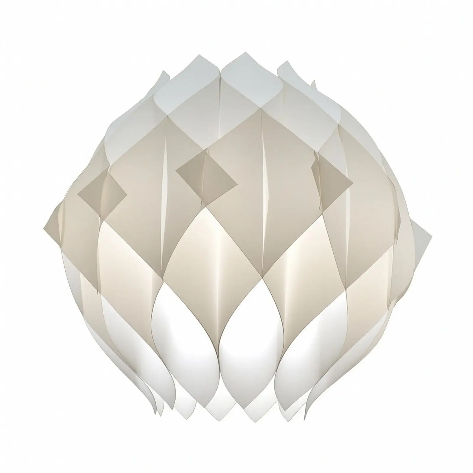 Folded Panel Pendant Shade Translucent Pendant Lampshade Frosted White Acrylic Lampshade Light-Spreading Shade Glare-Reducing