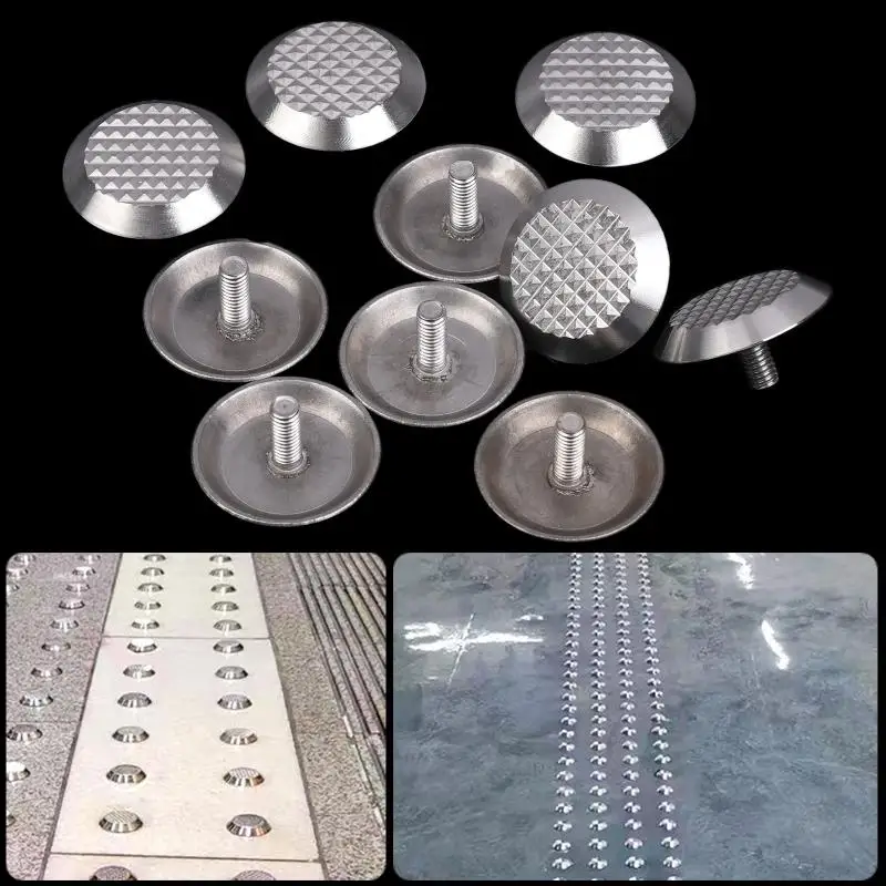 Tactile Nail 304 Stainless Steel Antislip Road Markers Highly Visible Studs for Pavement and Sidewalk Zones