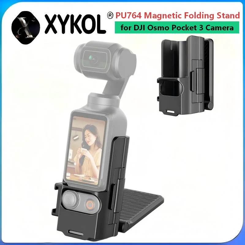 

PU764 Portable Magnetic Folding Stand Built-in Magnets for DJI Osmo Pocket 3 Camera Adjustable Viewing Angle Extension Handle