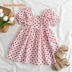 Bear Leader Summer Girls Dress Love Print Kids Dresses Baby Girls Princess Dress Party Clothes Short Sleeve Birthday Dresses