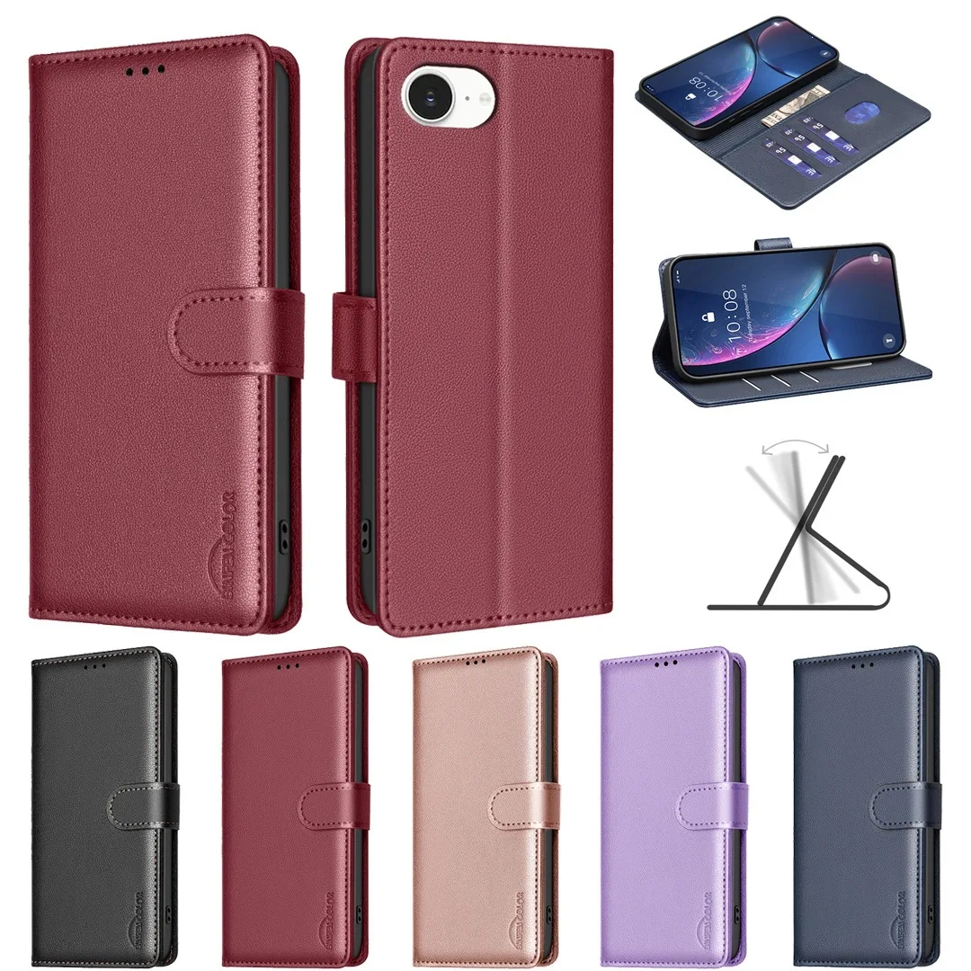 

Magnetic Plain Leather Phone Case For Infinix GT 50 Pro 5G Smart 20 10 Hot 70 Note 70 60 50 40 RFID Blocking 3 Cards Slot Cover
