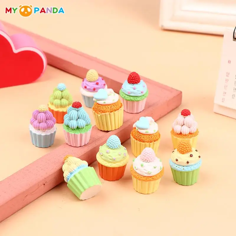 Newest Dollhouse Miniature Cupcake Model Simulation Food Cakes Dessert Toy Doll House DIY Kitchen Life Scene Decor Accessories