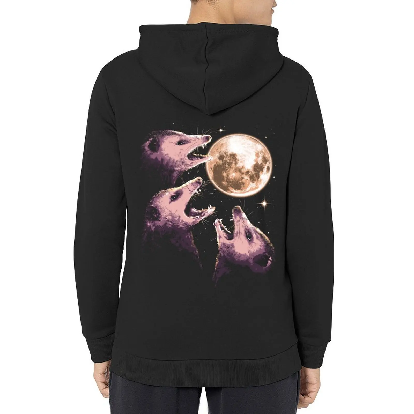 

Three Opossums Howling at the Moon Funny Possum 3 Opossum Hoodie autumn new products men's coat winter clothes man hoodie