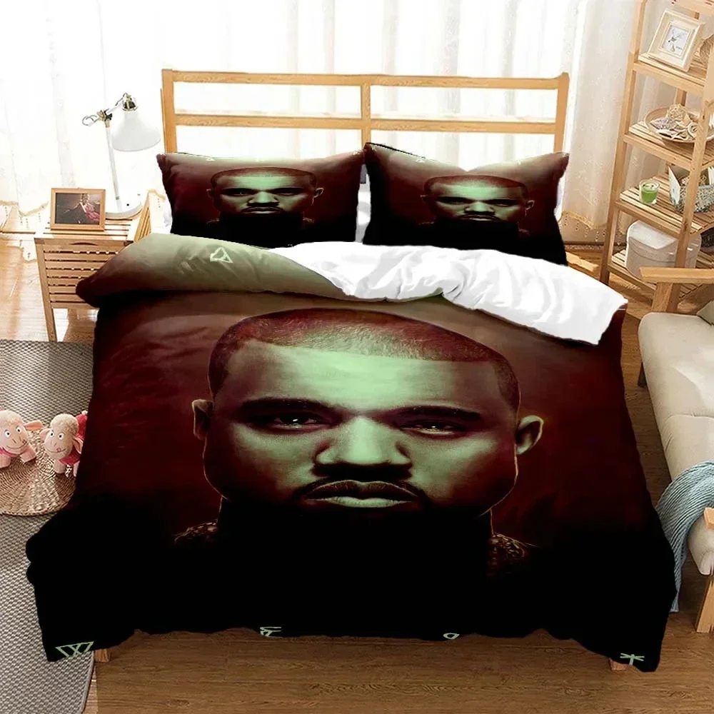 2026 3D Print Rapper Kanye West Musik Bedding Set,Duvet Cover Bed Set Quilt Cover Pillowcase,King Queen Twin Size Boys Girls Adu