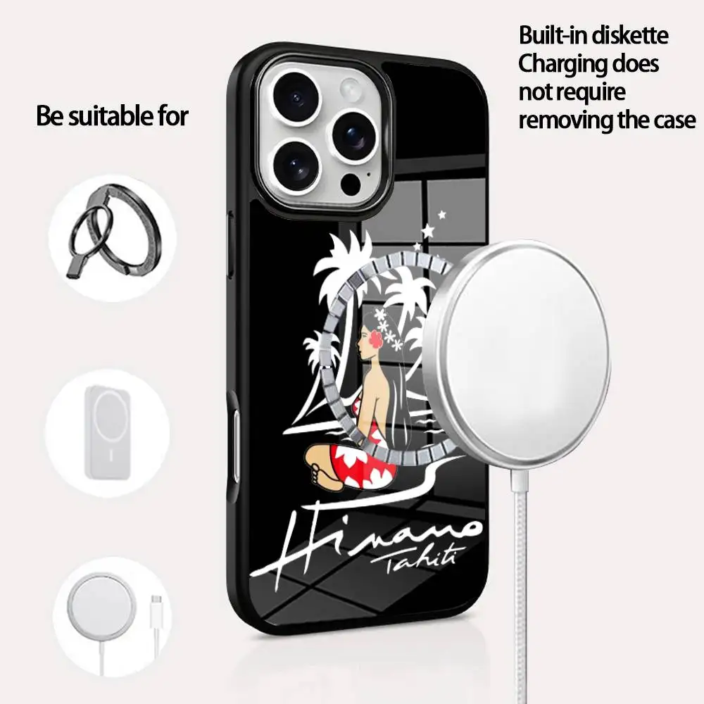 

H-Hinano Tahiti Girl Beach Phone Case For IPhone 16 15 14 13 12 11 Pro Max Plus Mini Magsafe Mirror Wireless Magnetic Cover