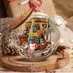 DIY Wooden Christmas Prologue Casa Figurines Miniatures Kits Assembled Mini Bottle for Friends Birthday Gifts Home Decor Crafts