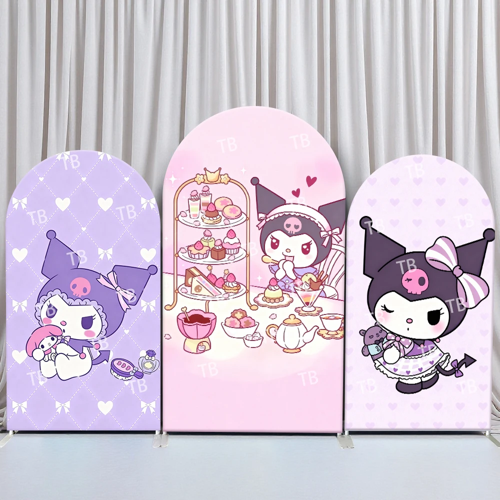 

Sanrio Kuromi Afternoon Tea Style Arch Backdrop Cover Sweet Festive Scene For Kids Birthday Baby Shower Photo Booth Background