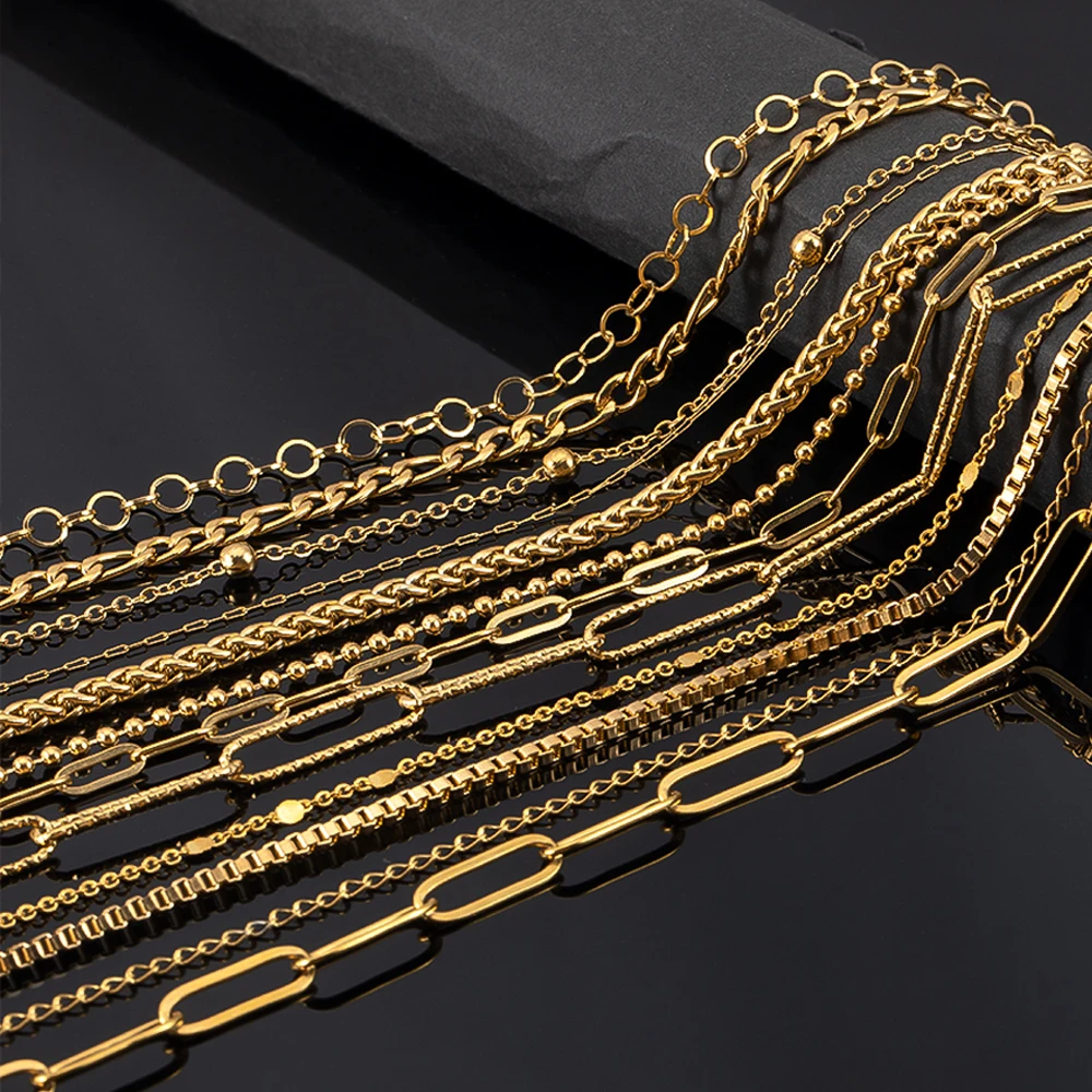 2Meters Multi-Style Stainless Steel Gold Color Link Chain for DIY Women Man Bracelet Necklace Chains Jewelry Making Accessories