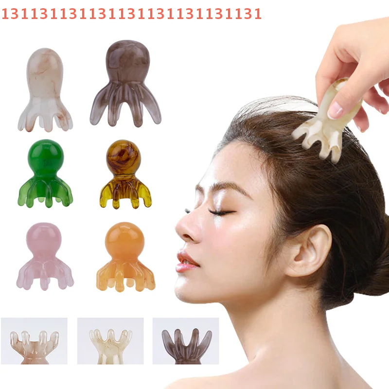 

Смола Осьминог Расческа Массажер Для Головы Меридиан Скребковая Щетка Для Кожи Головы Акупунктура SPA Гуа Ша Здоровье Глубокий Массажный Инструмент Широкие Зубы