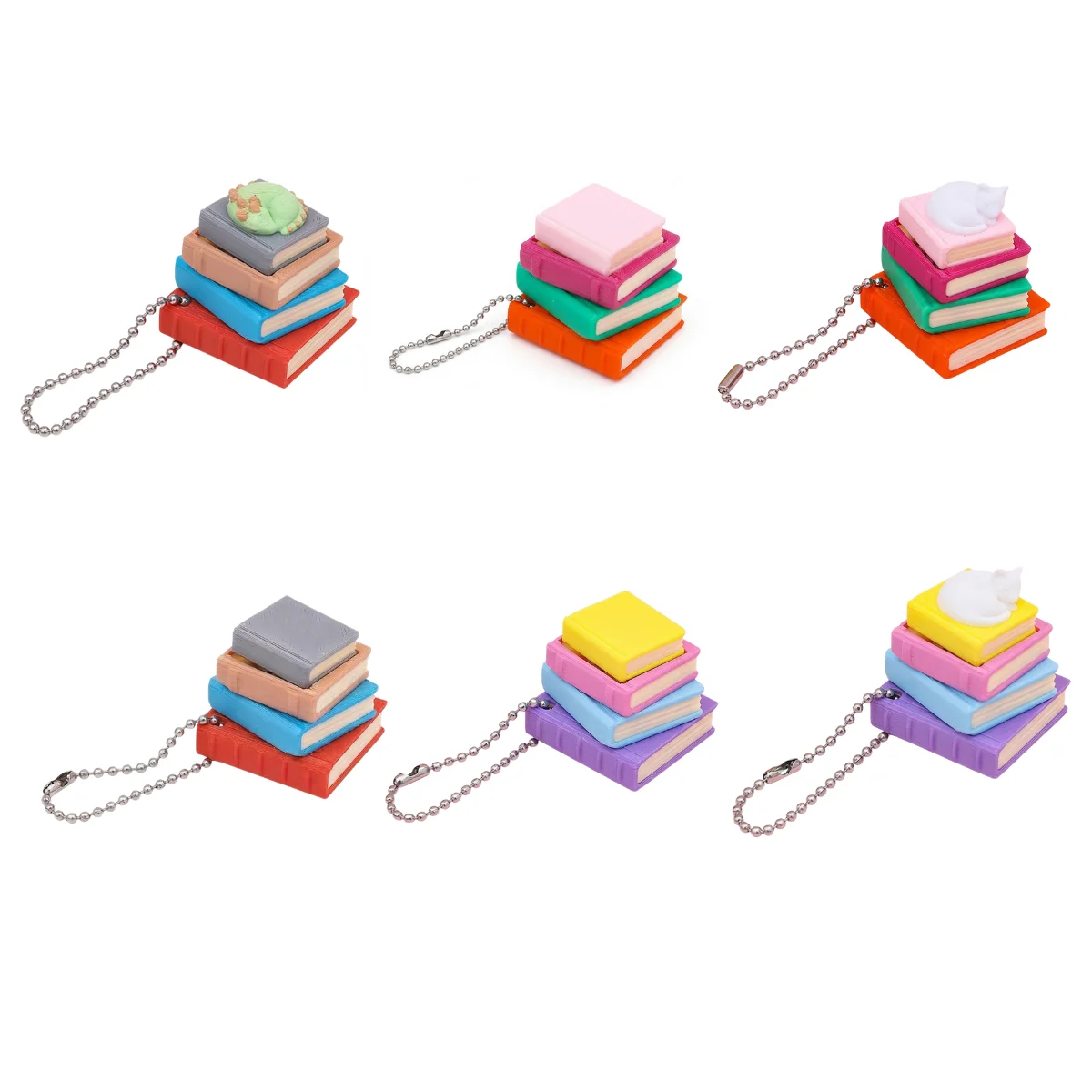 Mini Book Tower Clicker Fidget Keychain, Stress Relief ASMR Sensory Toy 3.2cm 3D Printed PLA