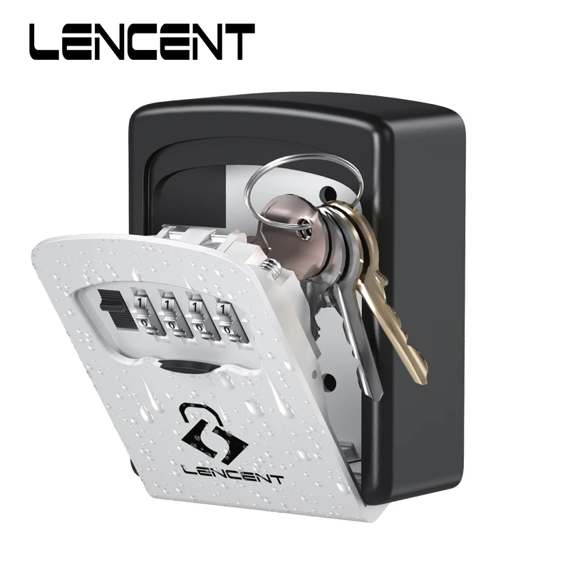 LENCENT  Password Key Box Outdoor Key Safe Lock Box Wall Mount Key Storage Secret Box Organizer 4 Digit Combination Password Box