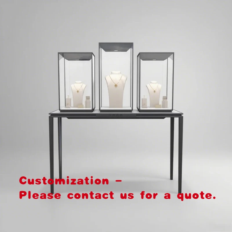 

custom.Luxury LED Lighting Stainless Steel Jewelry Showcase Display Cabinets with Metal Interior
