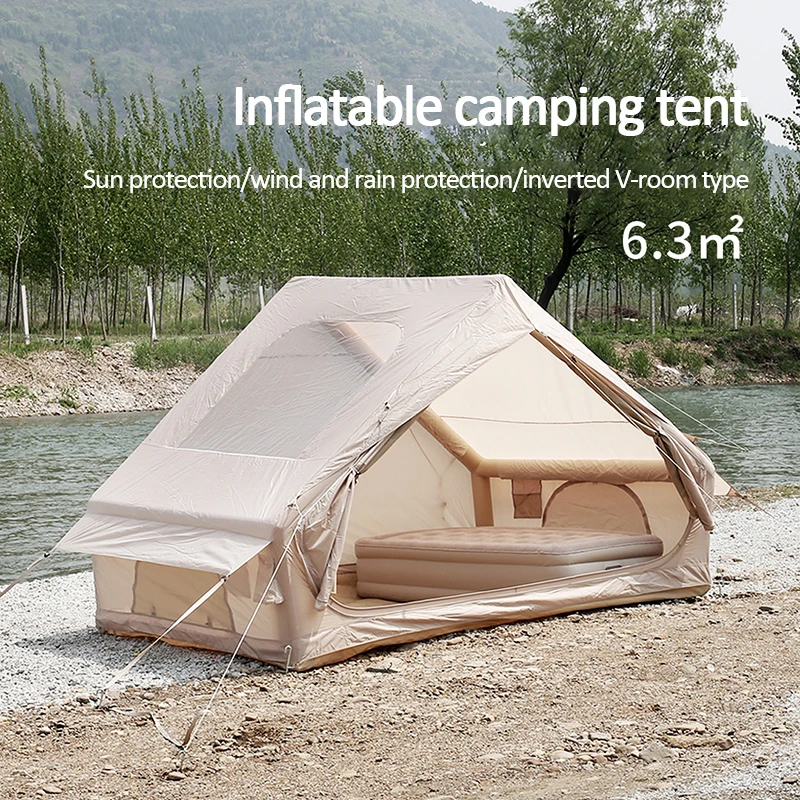 Outdoor camping tent thickened roof ridge 4-10 people automatic inflatable tent flood relief, wind and rain